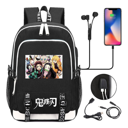 Comic Cartoon Fashion Youth Student Backpack Usb Men's And Women's Casual Backpack