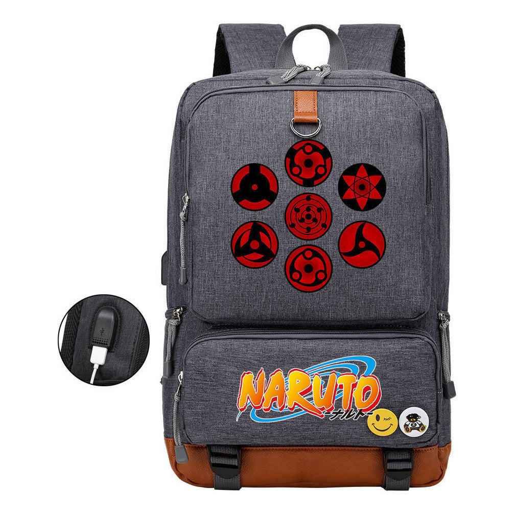 Naruto Printed Usb Student Backpack For Men And Women's Leisure Travel Backpack
