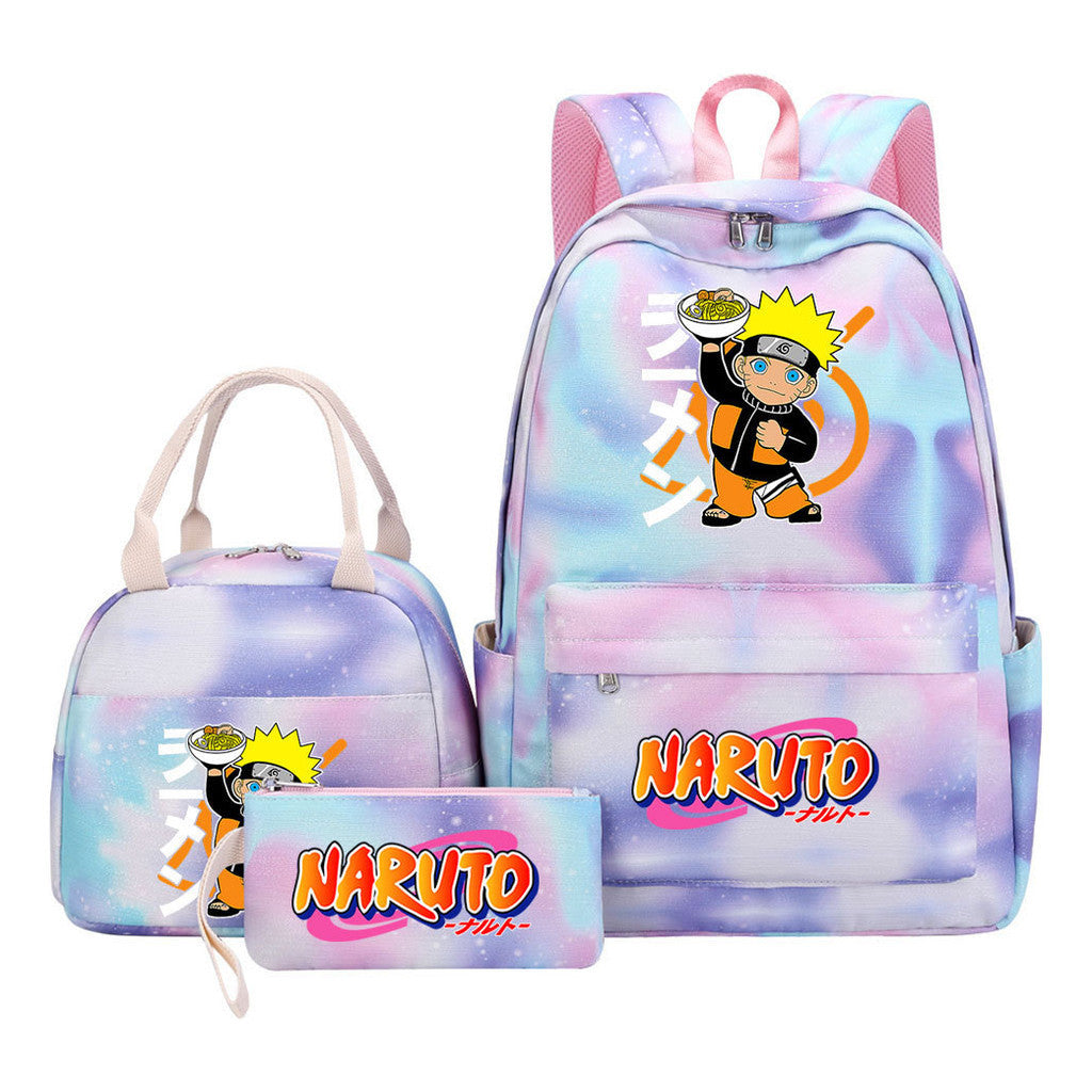Naruto Student Girl Backpack Lunch Bag Three Piece Set Backpack Set