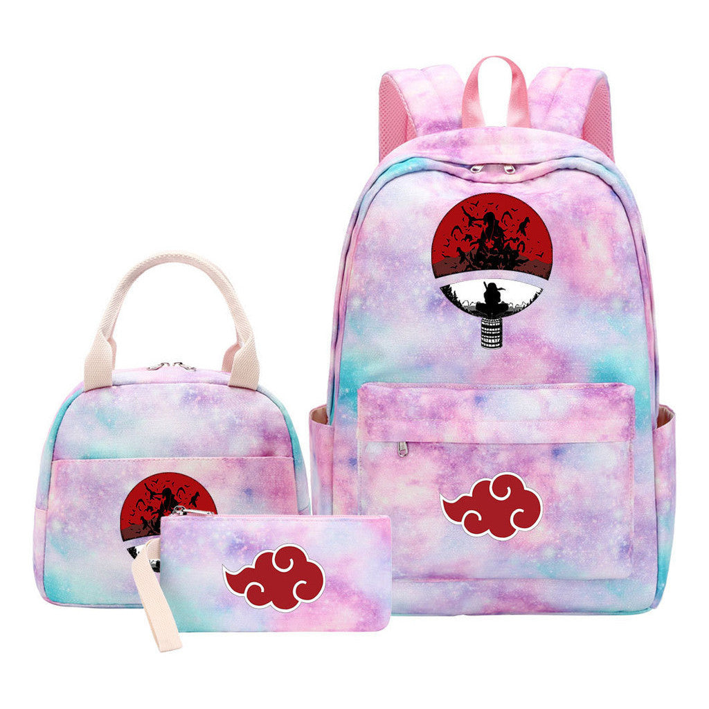 Naruto Teenage Student Girls School Bag Lunch Bag Three Piece Set Backpack Set