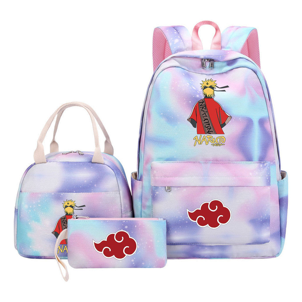 Naruto Teenage Student Girls School Bag Lunch Bag Three Piece Set Backpack Set