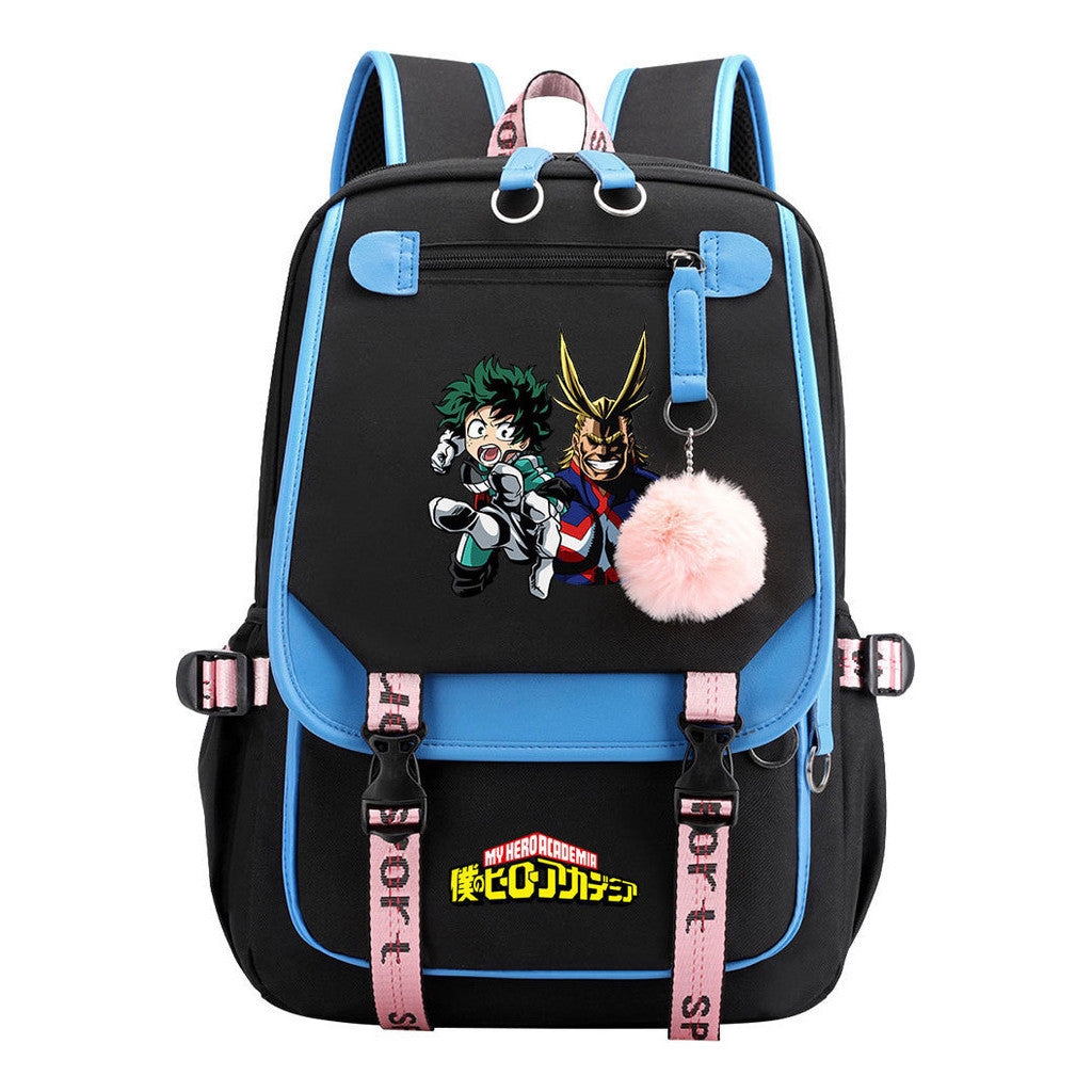 My Heroes Academy Usb Student Backpack For Boys And Girls, Casual Weaving Ribbon Flip Back Backpack