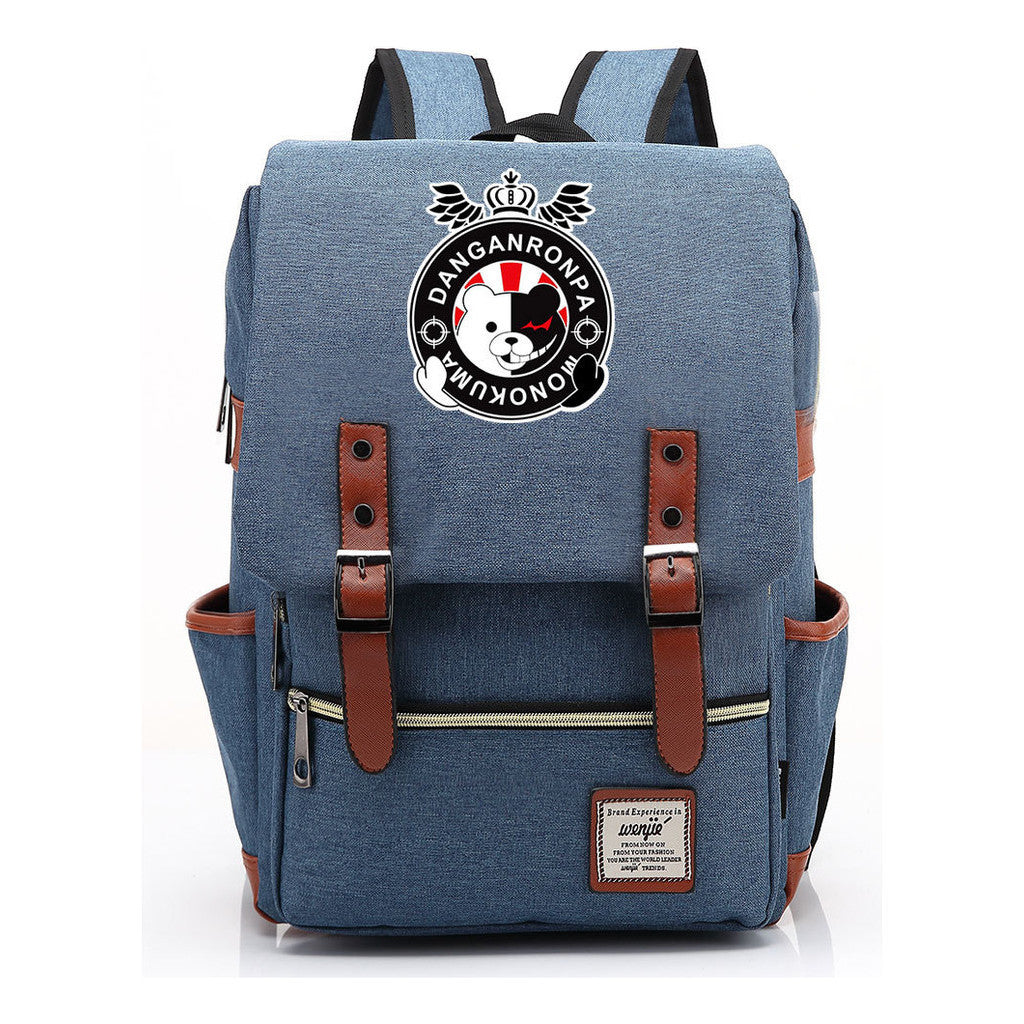 Printed Teenage Student Backpack For Men And Women With Casual Belt Buckle Classic Backpack