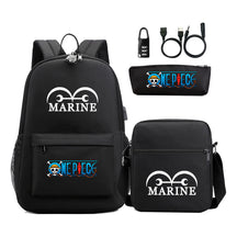 Cartoon Pirate King Usb Password Lock Youth Student School Bag Three Piece Set For Boys And Girls Backpack Set