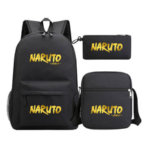 Golden Anime Naruto Starry Sky Youth Student Backpack Set, 3-piece, Men's And Women's Backpack Set
