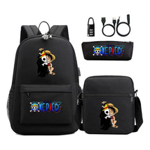 Cartoon Pirate King Usb Password Lock Youth Student Backpack Three Piece Set Backpack