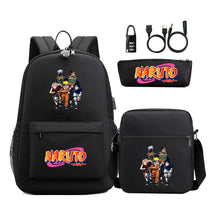 Naruto Usb Password Lock Youth Student Backpack Three Piece Set Backpack Set