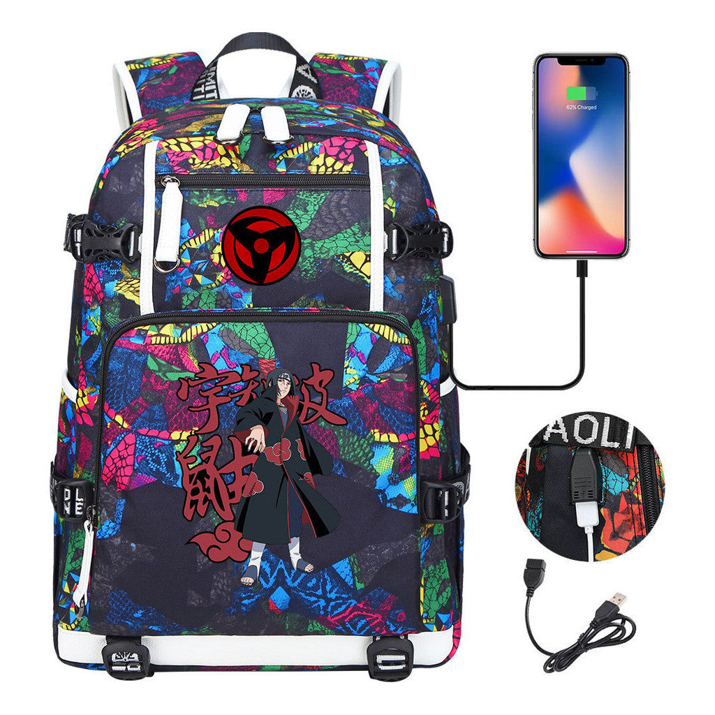 Naruto Usb Youth Student Backpack For Men And Women Leisure Travel Backpack