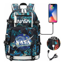 Nasa Fashion Printed Usb Student Backpack For Leisure Travel Backpack