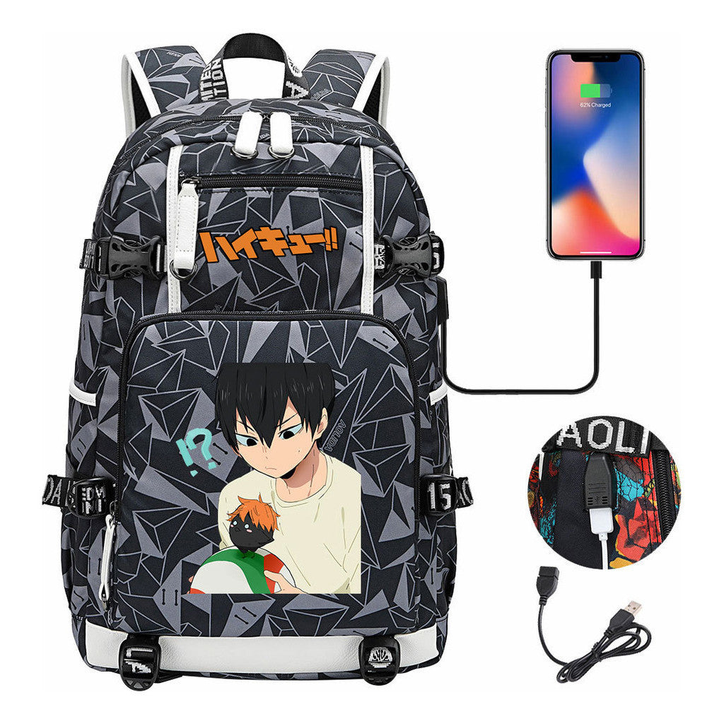 Volleyball Youth Usb Large Capacity Youth Student School Bag Men's And Women's Leisure Travel Backpack