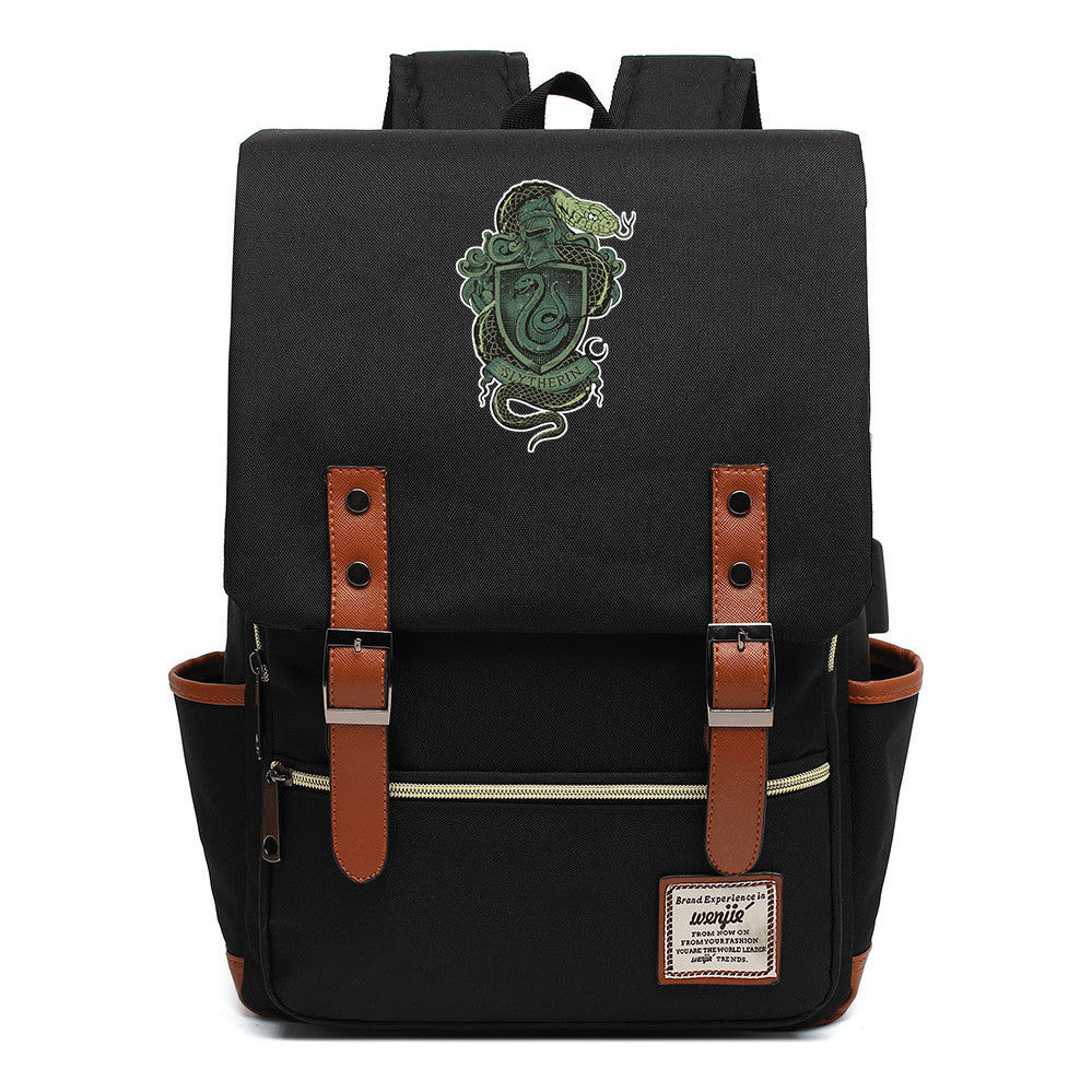 School Of Witchcraft And Wizardry Youth Student Backpack Usb Leisure Belt Buckle Backpack