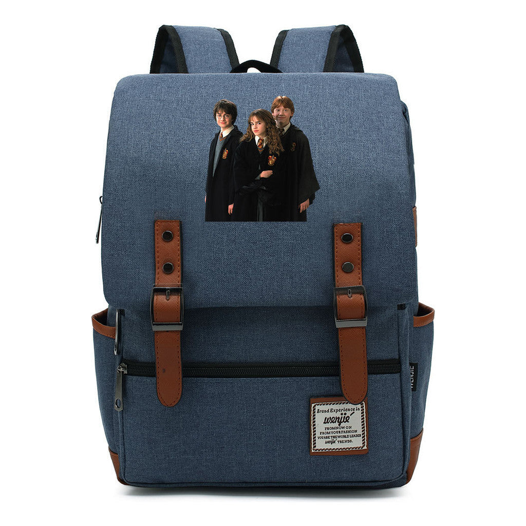 Academy Of Magic Print Teen Student School Bag For Men And Women Casual Belt Buckle Classic Backpack
