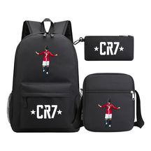 Sports star Cristiano Ronaldo printed youth student backpack 3-piece set for boys and girls backpack set