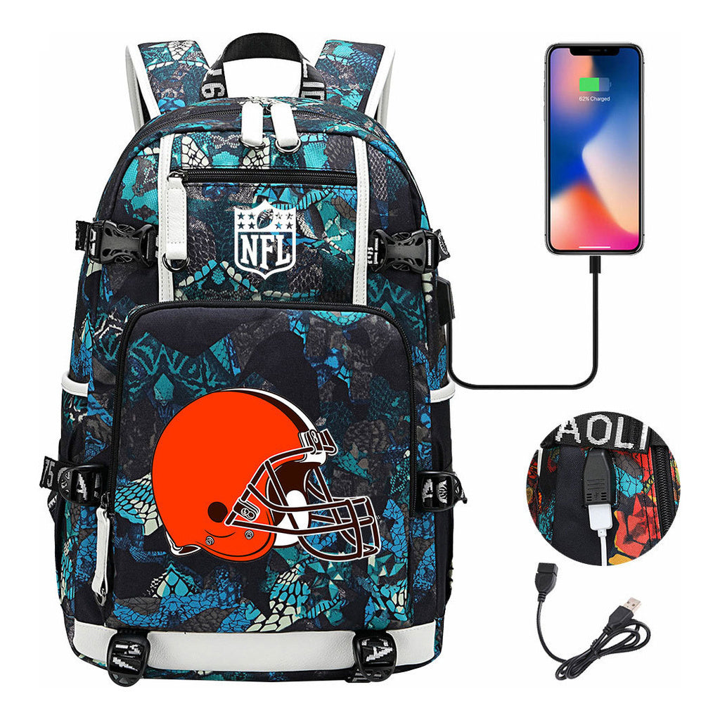 Rugby Team Printed Usb Youth Student Backpack, Leisure Travel Backpack