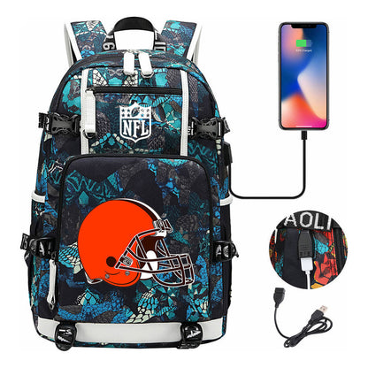 Rugby Team Printed Usb Youth Student Backpack, Leisure Travel Backpack