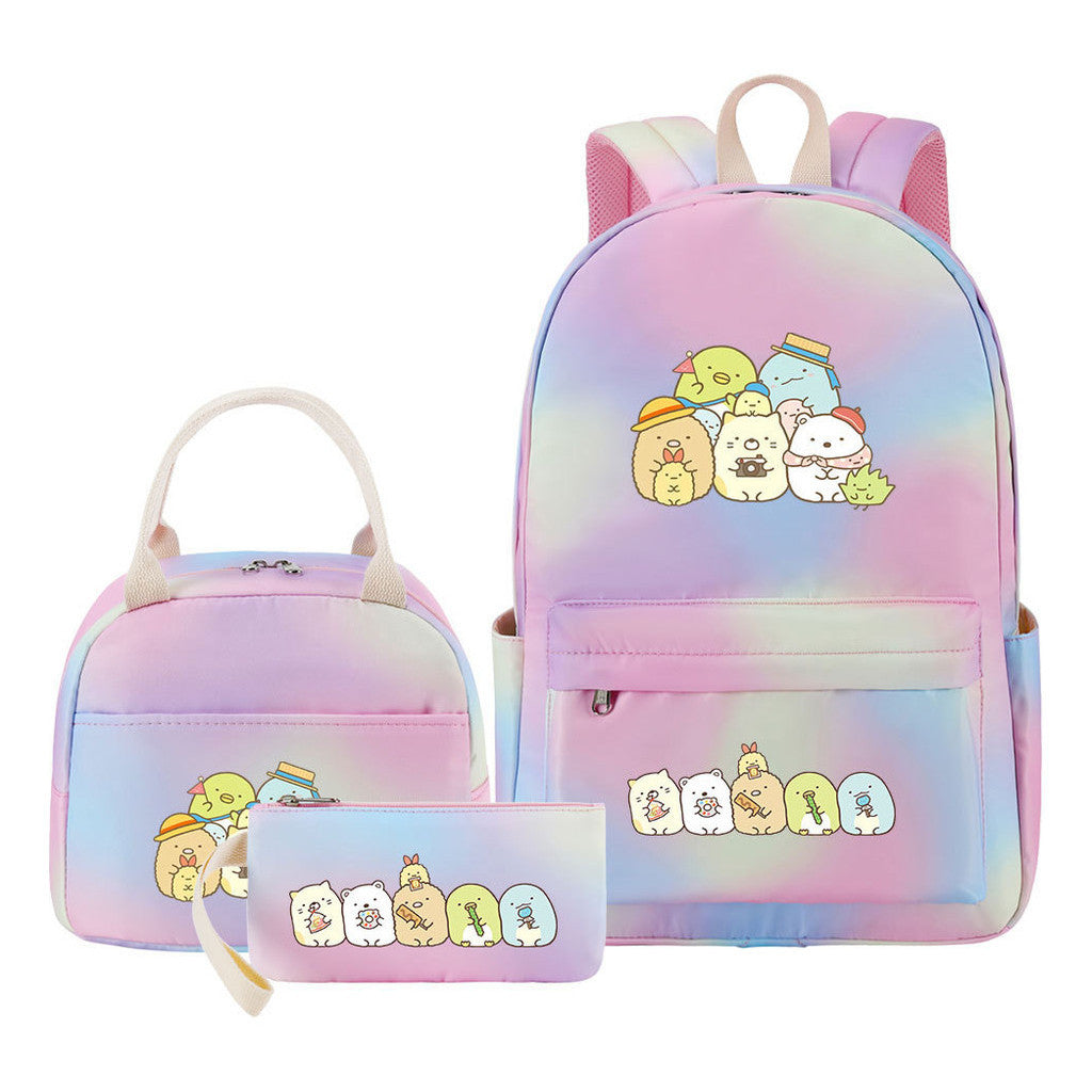 Game Corner Biology Youth Student Girls School Bag Lunch Bag Three Piece Set Backpack Set