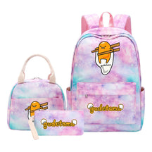 Egg Green Manga Student Girls School Bag Lunch Bag Three Piece Set Backpack Set