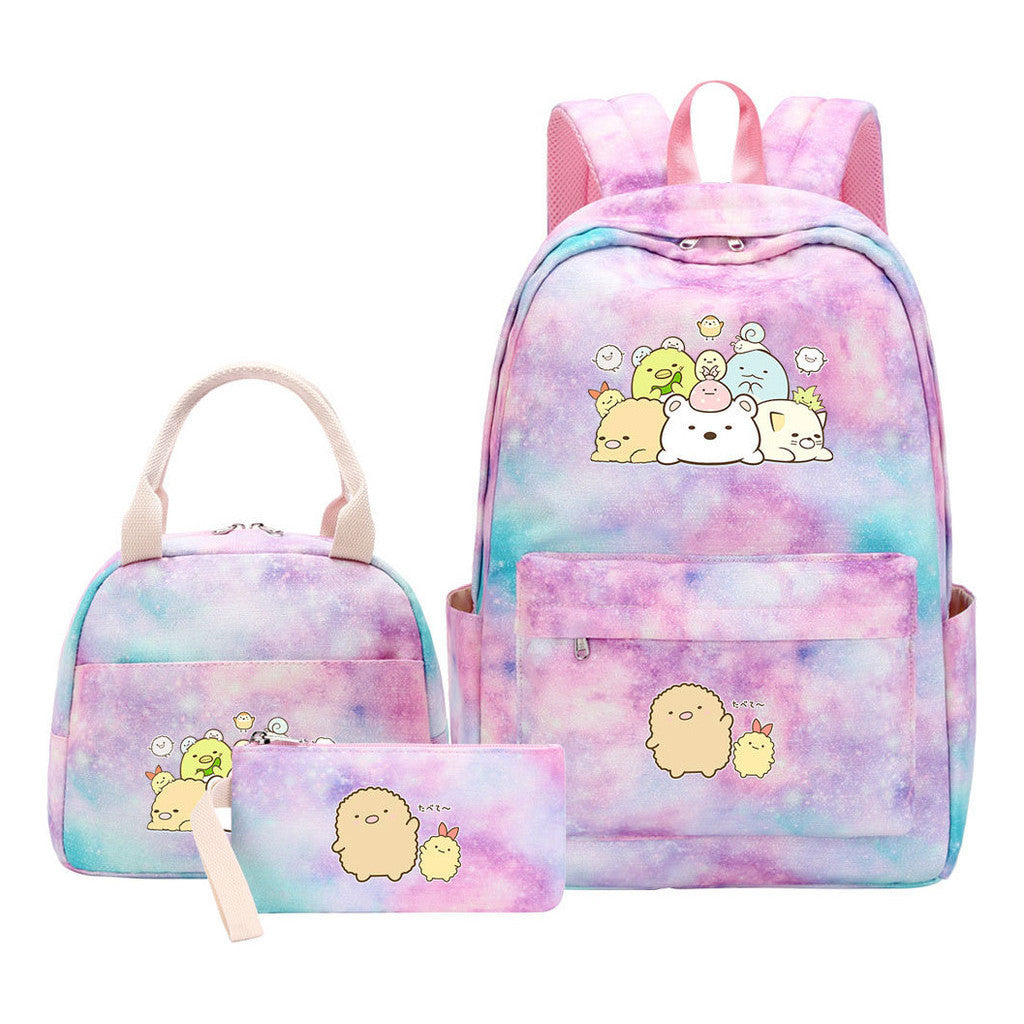 Corner Biology Student School Bag Lunch Bag Three Piece Set Backpack Set