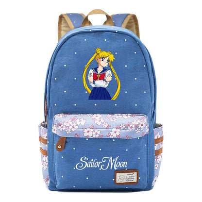 Anime Beauty Girl Warrior Youth School Bag Fragmented Flower Leisure Backpack