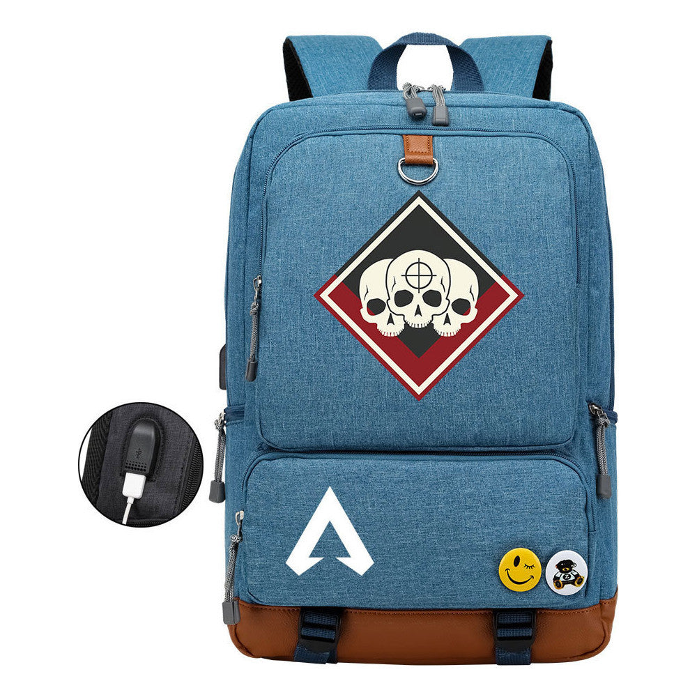 Apex Hero Print Usb Student Backpack Casual Backpack