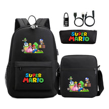 Super Mario Usb Password Lock Youth Student Backpack 3-piece Set For Men And Women Backpacks