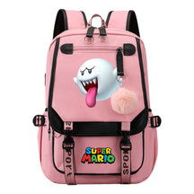 Super Mario Printed Usb Youth Student Backpack For Men And Women With Casual Woven Strap Flap Backpack