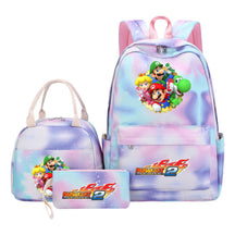 Super Mario Student Girls School Bag Lunch Bag Three Piece Backpack Set