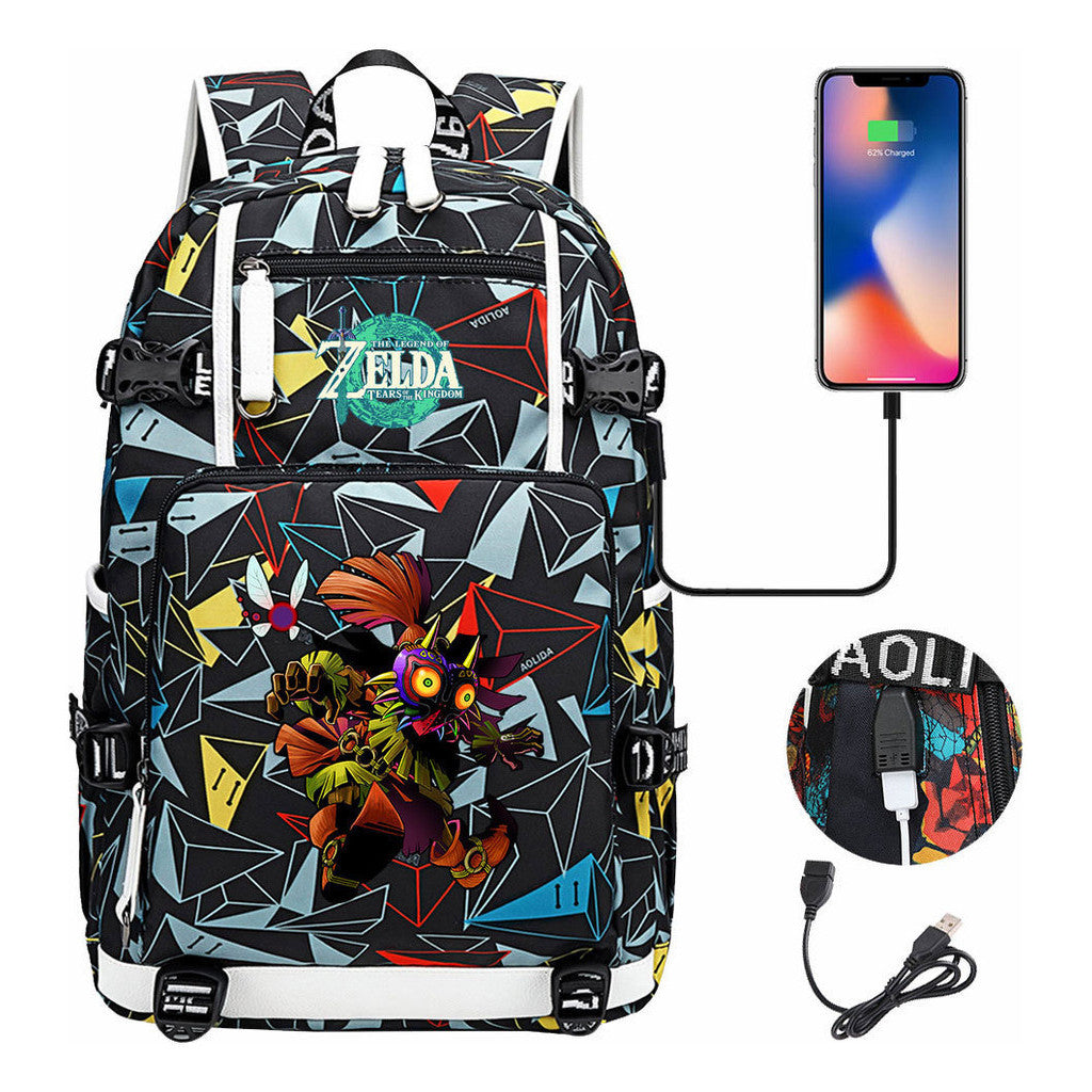 Printed Backpack For Men And Women With Large Capacity Leisure Travel Backpack