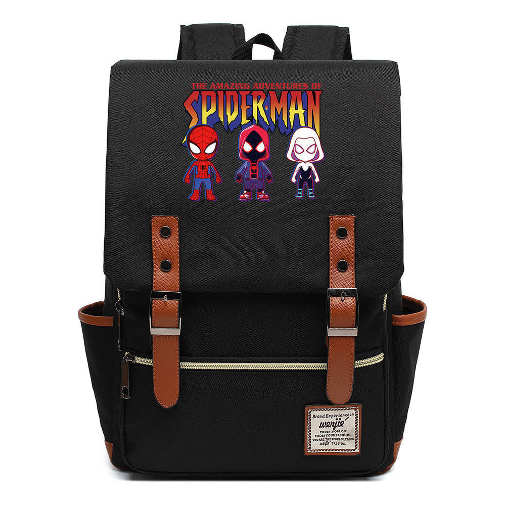 Superhero Print Youth Student Backpack For Men And Women, Casual Belt Buckle, Classic Backpack