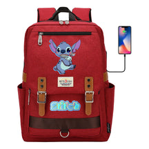 Anime Star Baby Stitch Printed Youth Student School Bag Casual Magnetic Buckle Backpack