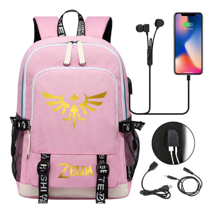 Golden Usb Youth Student Backpack For Leisure Sports Backpack