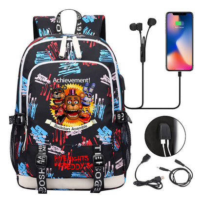 Toy Bear Game Peripheral Print Usb Youth Student Backpack For Men And Women Leisure Backpack