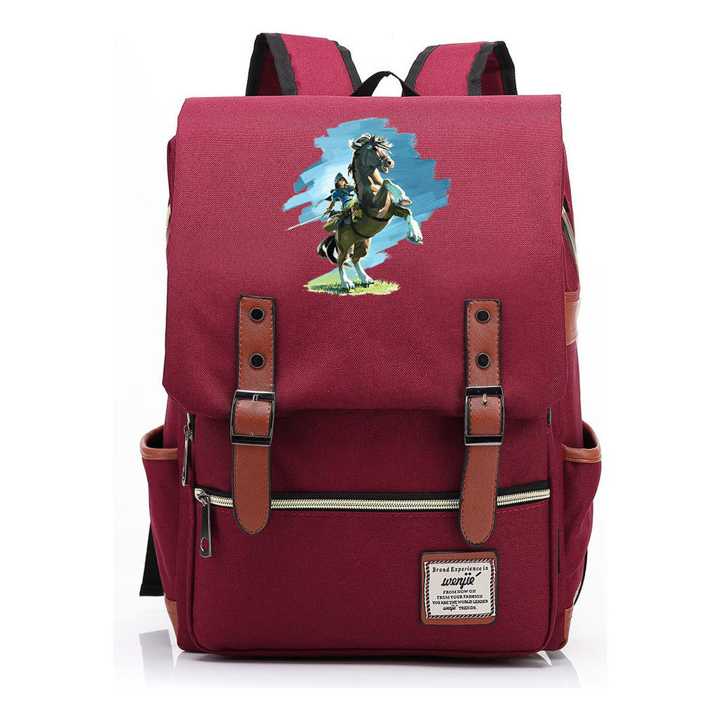 Game Zelda Printed Youth Student Backpack For Men And Women, Casual Belt Buckle, Classic Backpack