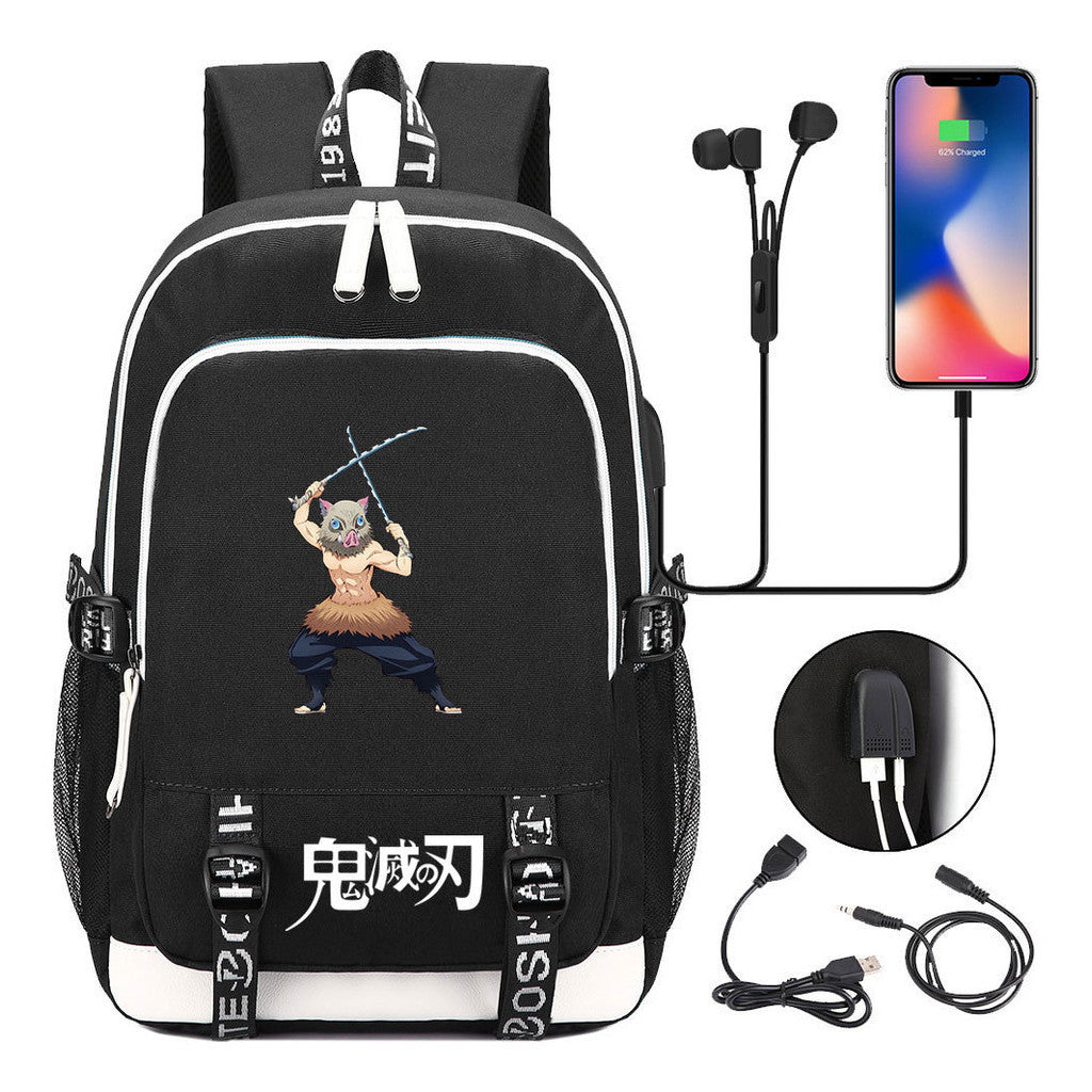 Comic Cartoon Fashion Youth Student Backpack Usb Men's And Women's Casual Backpack