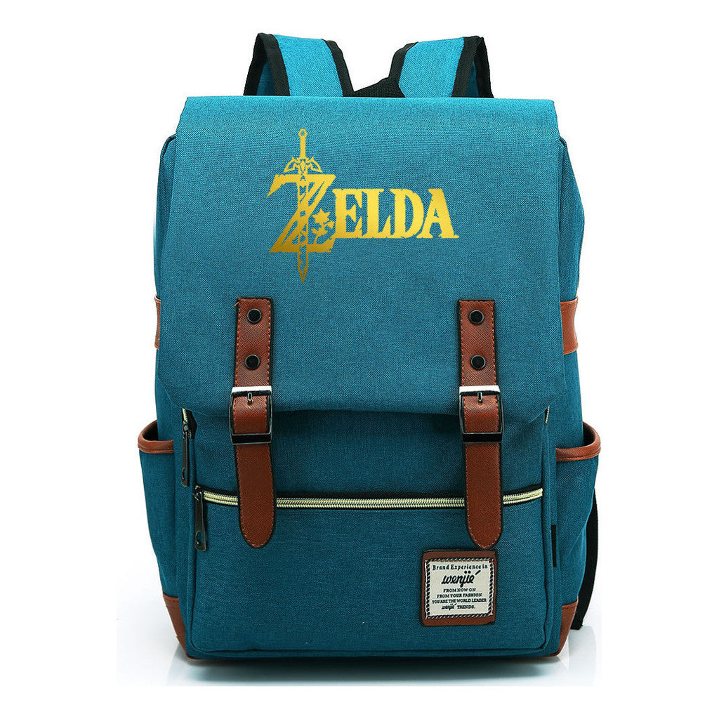 Golden Game Zelda Printed Youth Student Backpack For Men And Women, Casual Belt Buckle, Classic Backpack