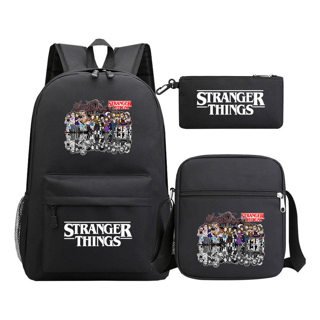Strange Story Starry Sky Printed Youth Student Backpack 3-piece Set For Men And Women, Backpack Set