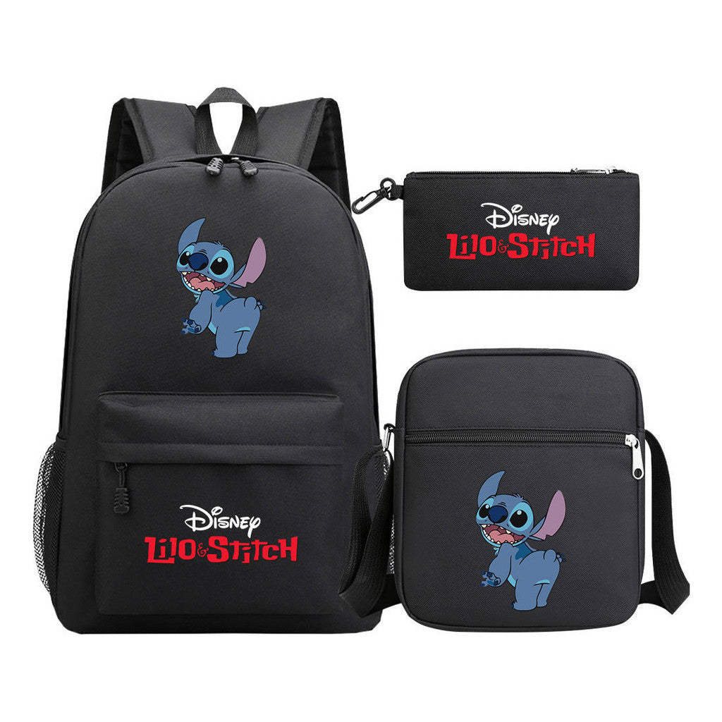Starry Baby Stitch Printed Youth School Bag Three Piece Set For Men And Women Shoulder Set Backpack