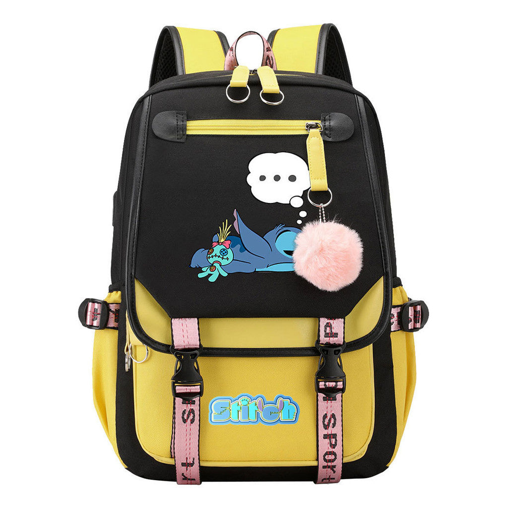 Usb Youth Backpack With Casual Woven Strap Flap Backpack