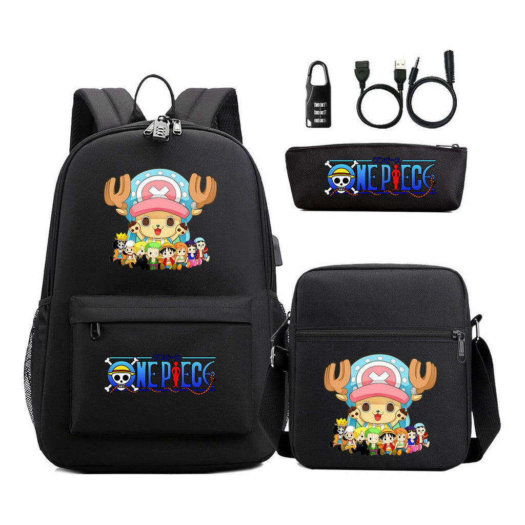 Usb Password Lock Student Backpack Three Piece Set Backpack Set