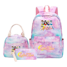 Anime Beauty Girl Warrior Youth Student Girl Schoolbag Lunch Bag Three Piece Set Backpack Set
