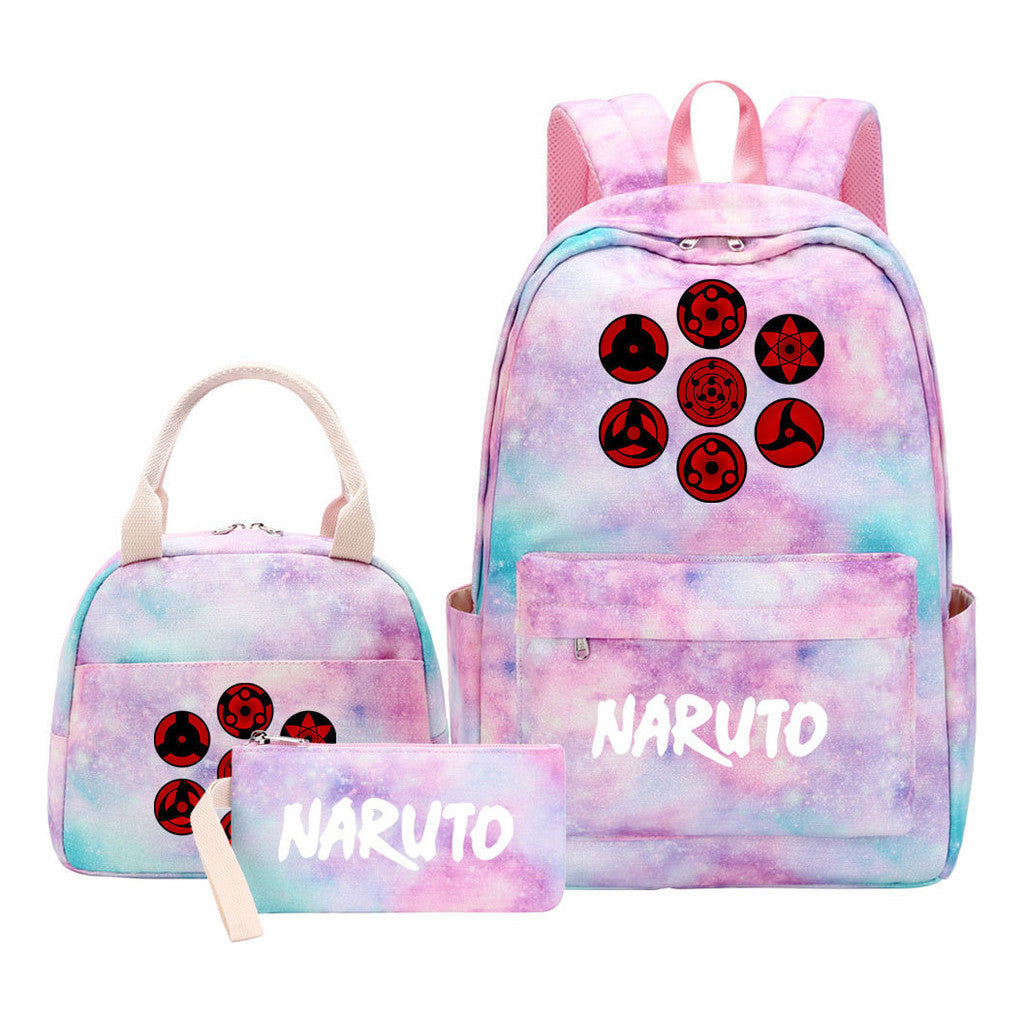 Naruto Student Girl Backpack Lunch Bag Three Piece Set Backpack