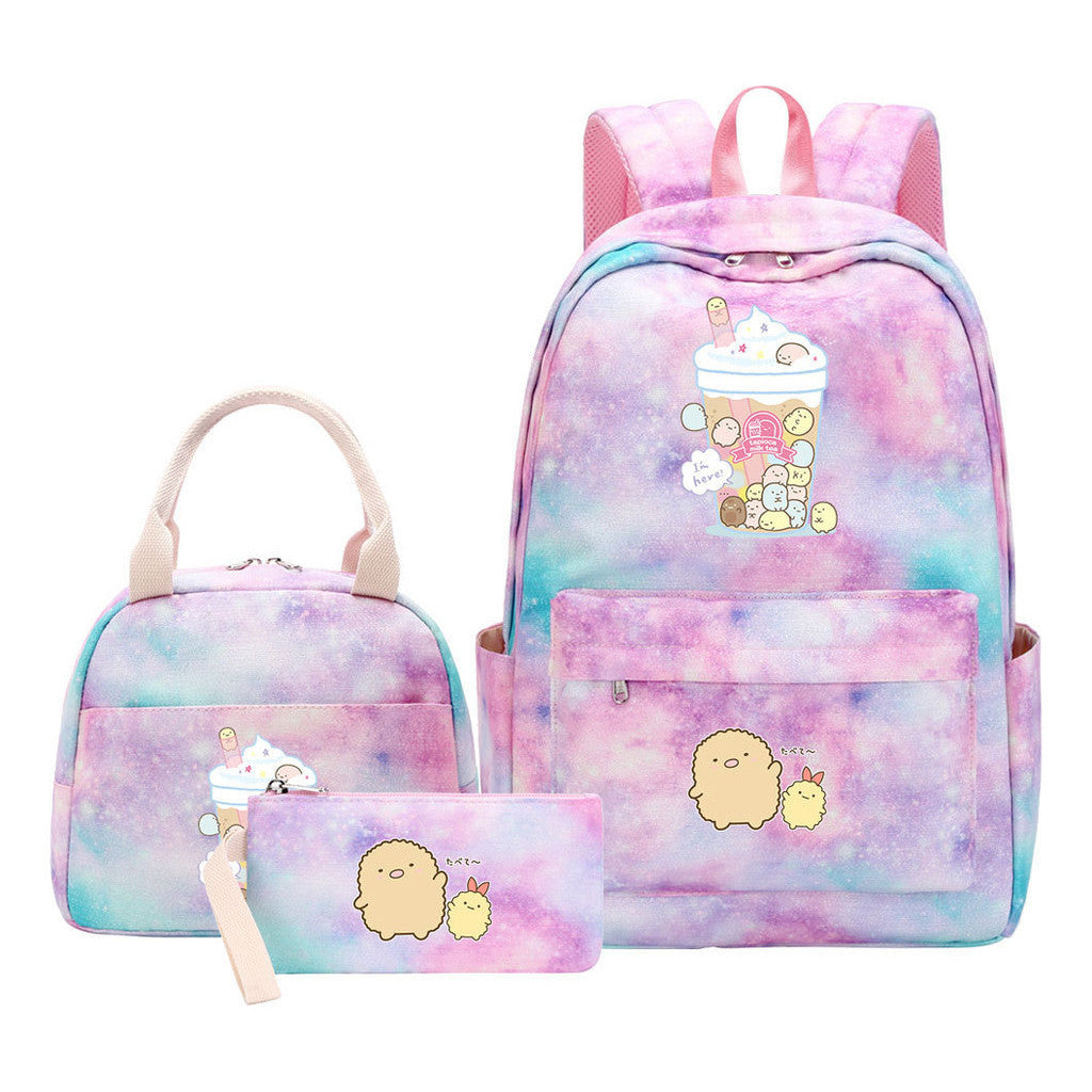 Game Corner Biology Youth Student Girls School Bag Lunch Bag Three Piece Set Backpack Set