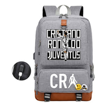 Football Star Cristiano Ronaldo Printed Usb Youth Student Backpack For Leisure Travel Backpack