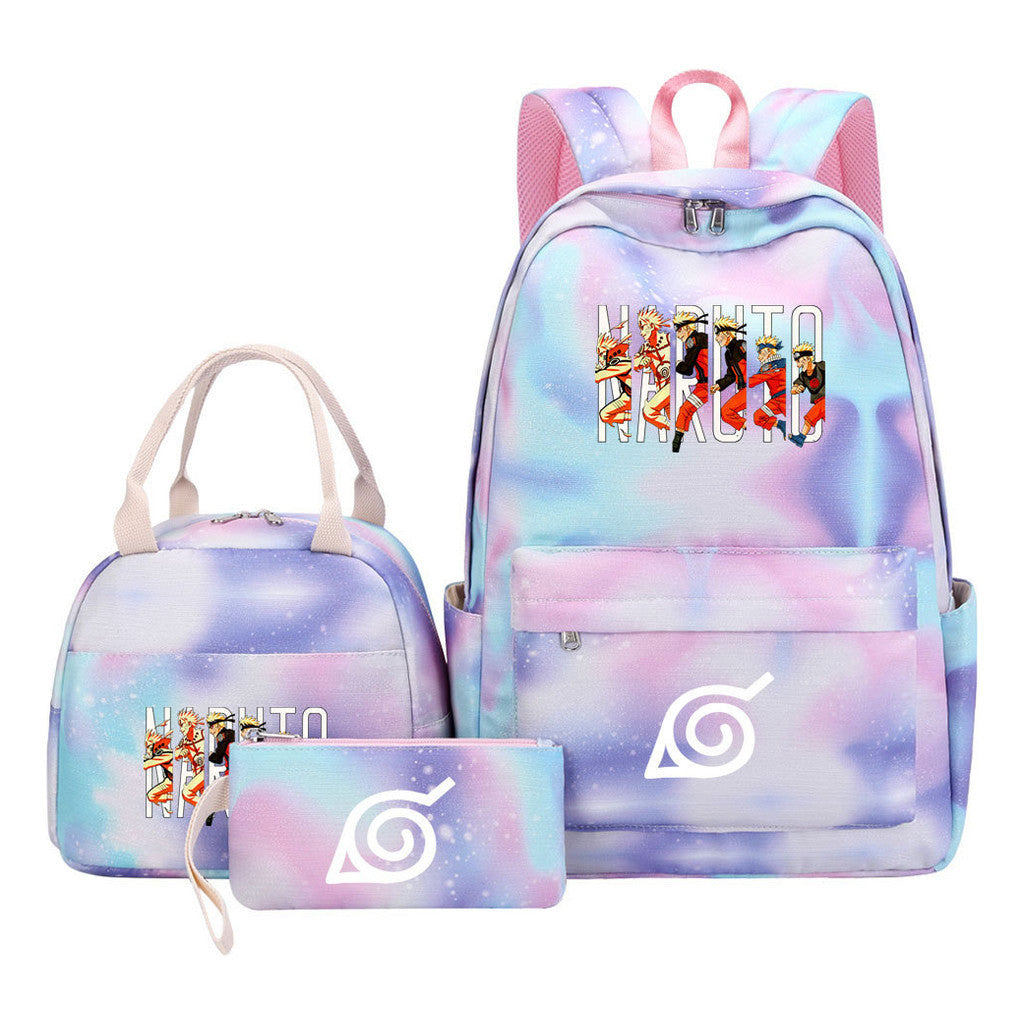 Naruto Teenage Student Girls School Bag Lunch Bag Three Piece Set Backpack Set