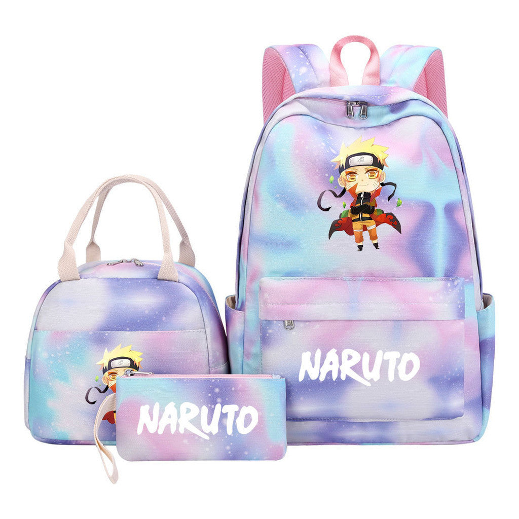 Naruto Teenage Student Girls School Bag Lunch Bag Three Piece Set Backpack Set