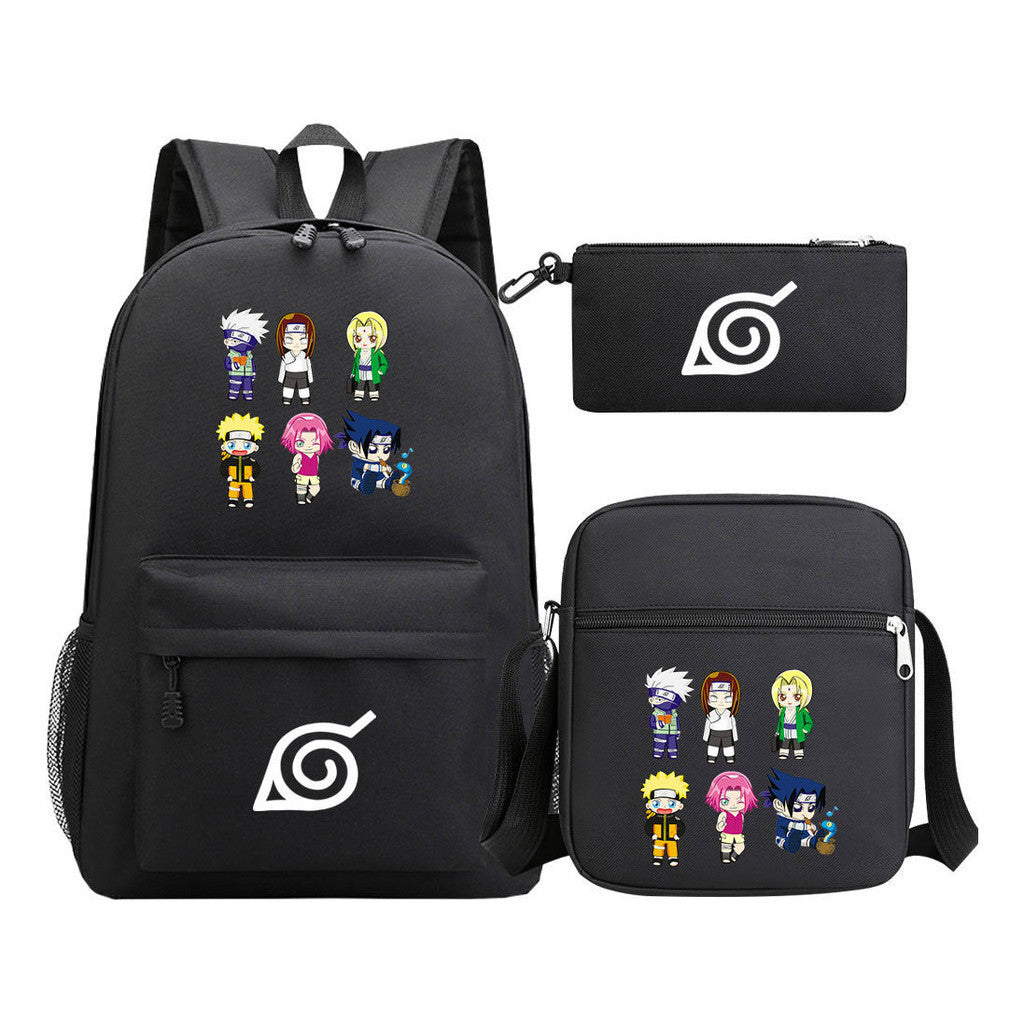 Anime Naruto Starry Sky Student School Bag Three Piece Set Backpack Set