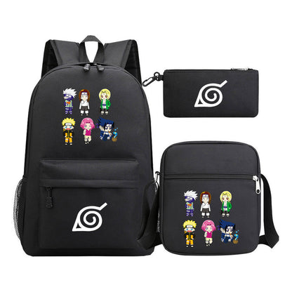 Anime Naruto Starry Sky Student School Bag Three Piece Set Backpack Set