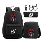 Naruto Usb Password Lock Youth Student Backpack Three Piece Set For Men And Women Backpack Set