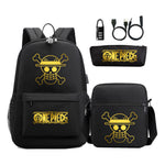 Golden Pirate King Usb Password Lock Youth Student Backpack Set Of Three Pieces, Men's And Women's Backpack Set