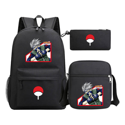 Anime Naruto Starry Sky Youth School Bag Three Piece Set For Men And Women Backpack Set